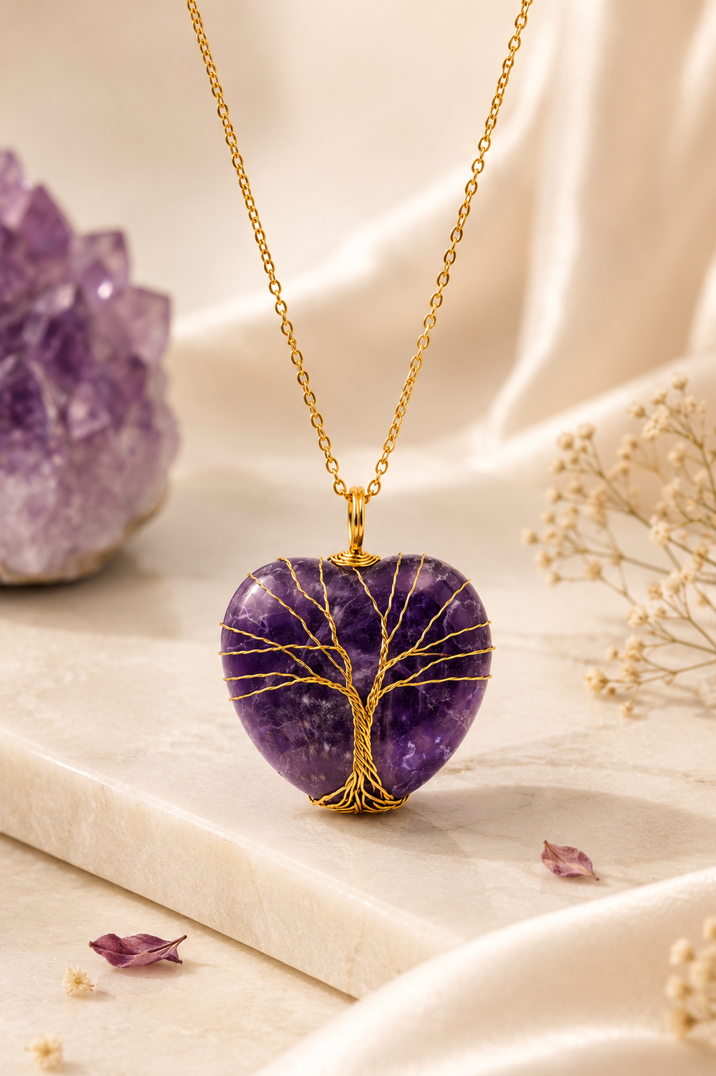 Collier Améthyste Naturelle – Arbre de Vie