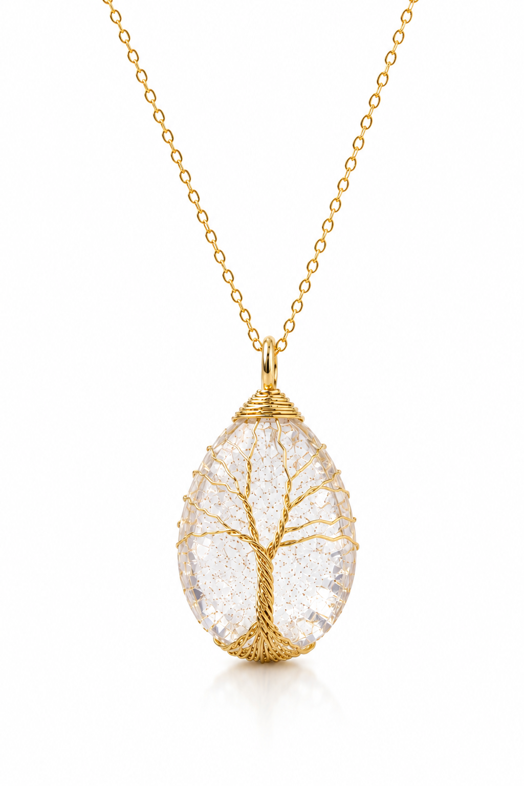 Collier Cristal de Roche Naturel – Arbre de Vie