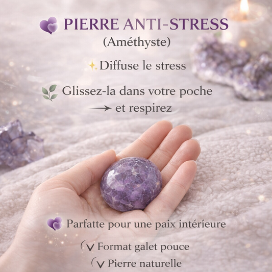 Pierre Anti-Stress Améthyste – Galet Pouce Relaxation