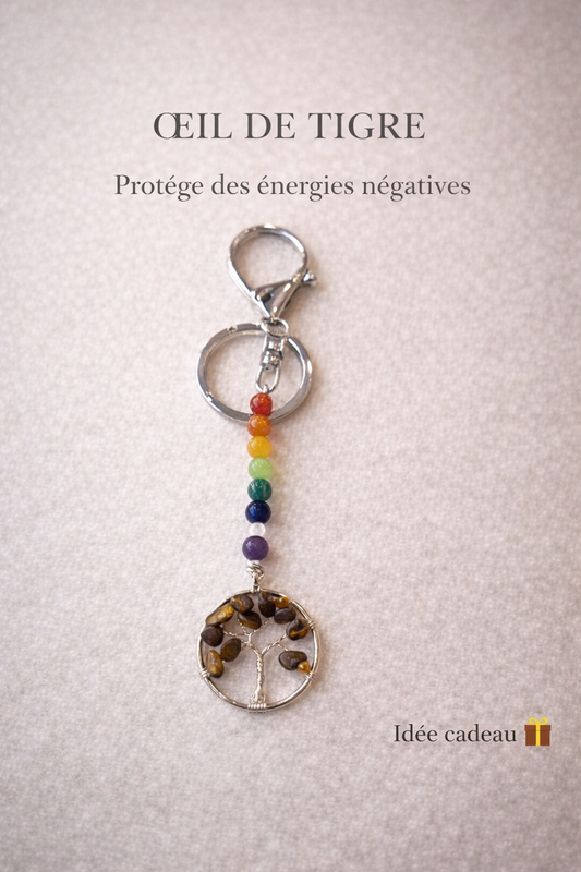 Porte-clé Arbre de Vie Œil de Tigre – Protection & Énergie Positive