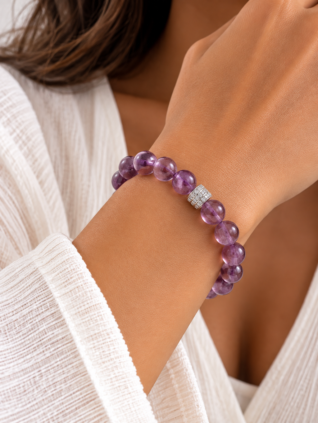 Bracelet en Pierre Naturelle – Quartz Rose ou Améthyste