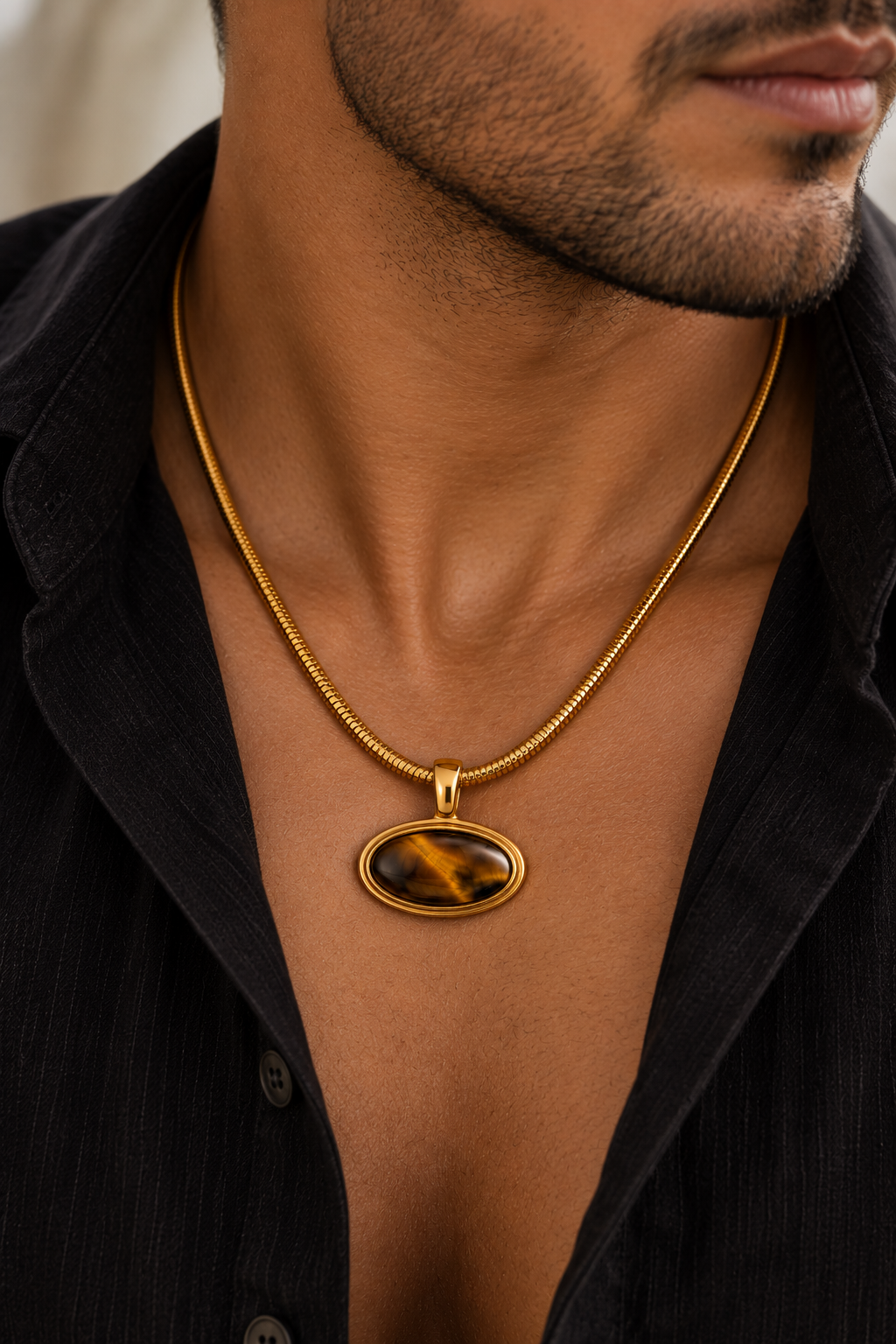 Collier Asterion – Œil de Tigre nature