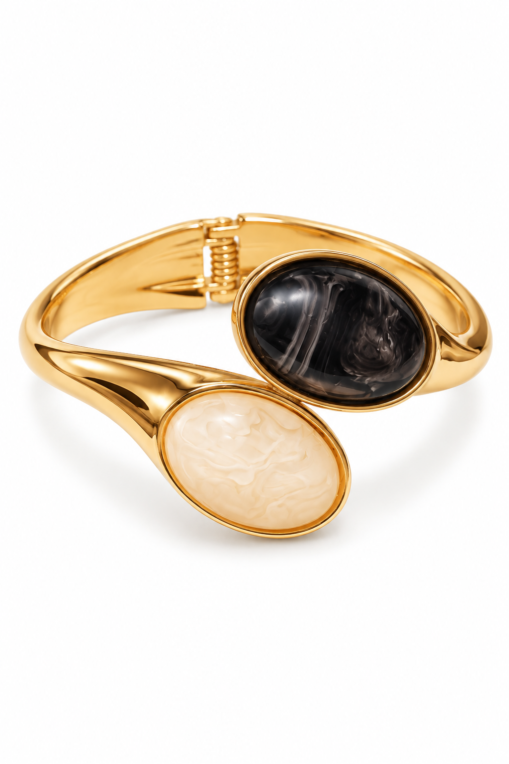 Bracelet Soléa – Jonc Doré à Double Cabochon