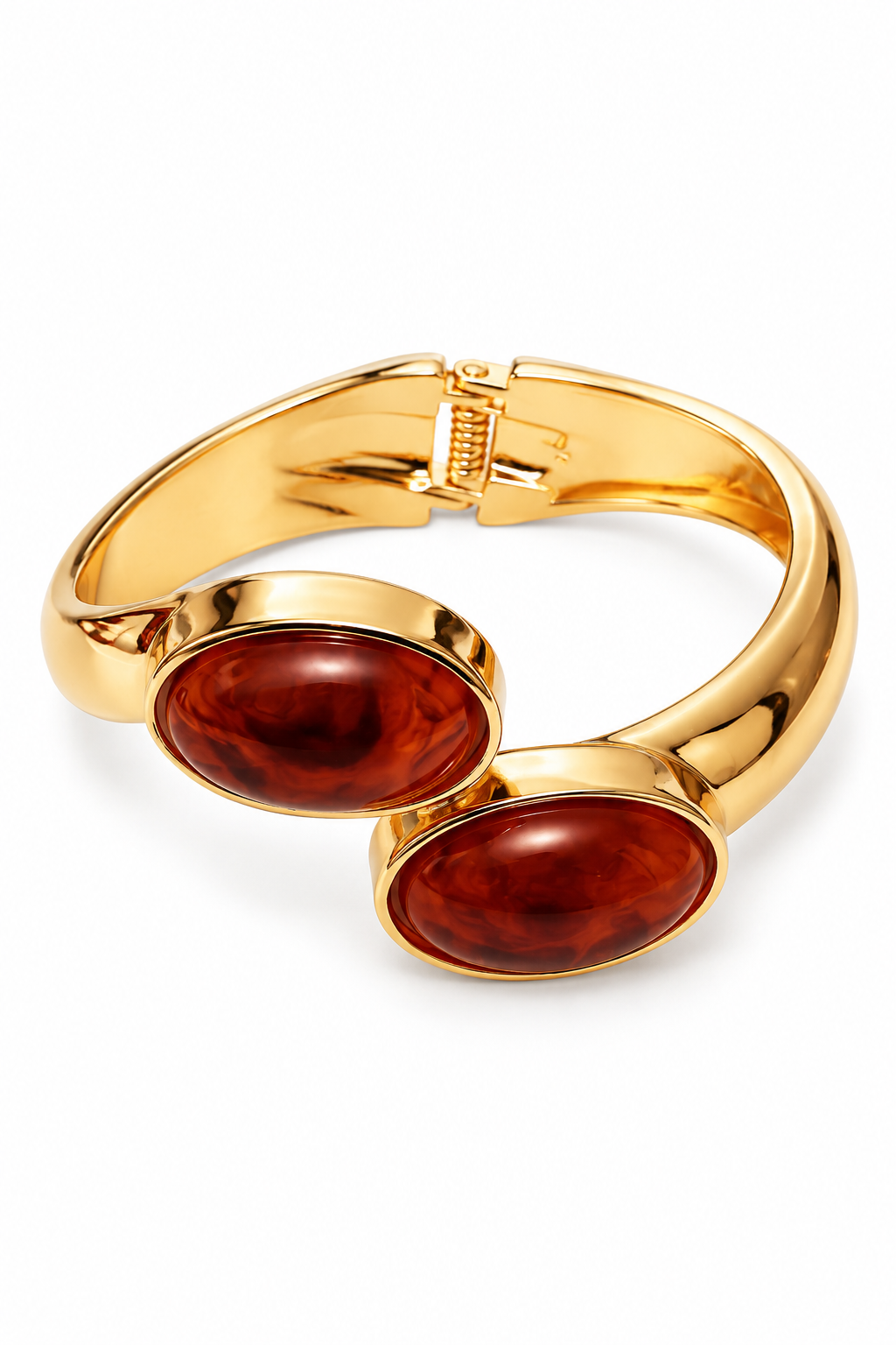 Bracelet Soléa – Jonc Doré à Double Cabochon