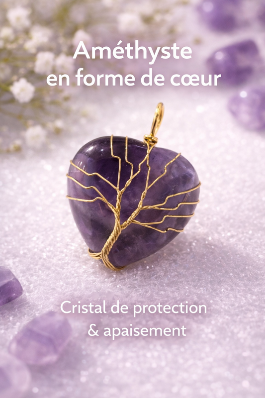Collier Améthyste Cœur – Apaisement & sérénité pour maman fatiguée